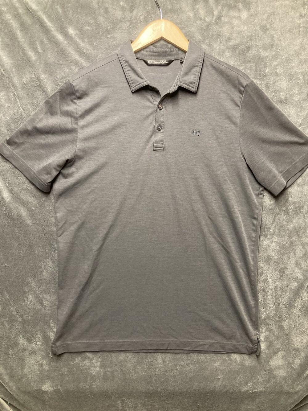 Travis Mathew Polo Golf Shirt Men L Gray Lightweight Pima Cotton Minimalist Prep